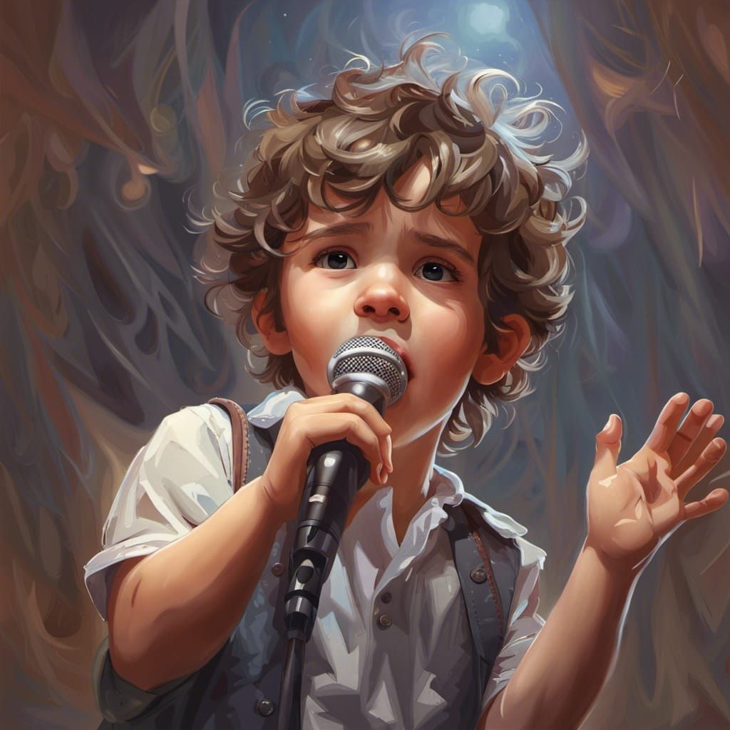 Toddler Boy Singer in Hyperrealistic Portrait