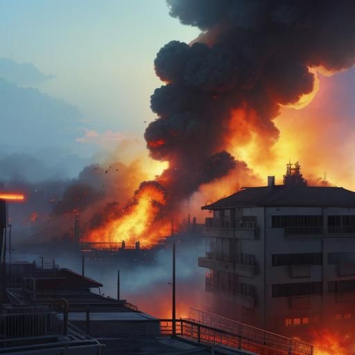 Firefighters Battle Blaze: Anime-Inspired Visual