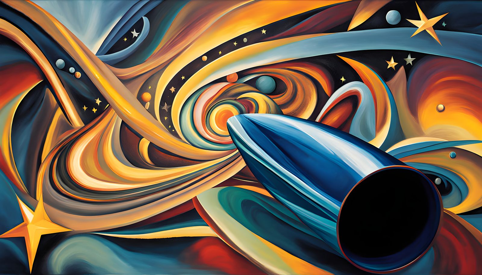 Vibrant Superluminal Cylinder in Abstract Expressionist Oil ...