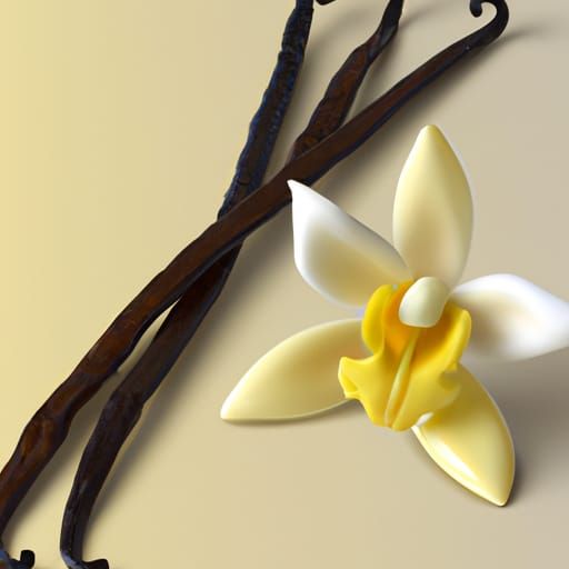 Vanilla Orchid and Beans in Photorealistic Still Life