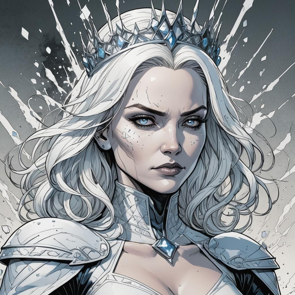 Emma Frost: White Queen in Cel-Shaded Inkpunk Style