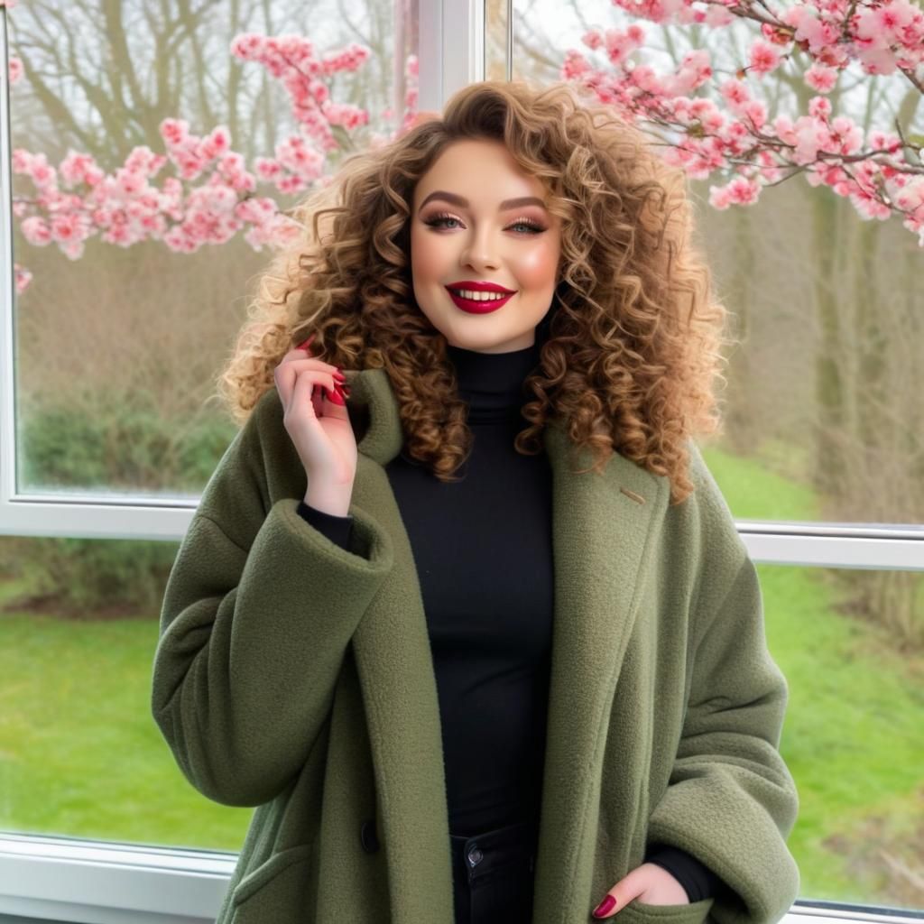 Beautiful Woman Gazing at Spring Day