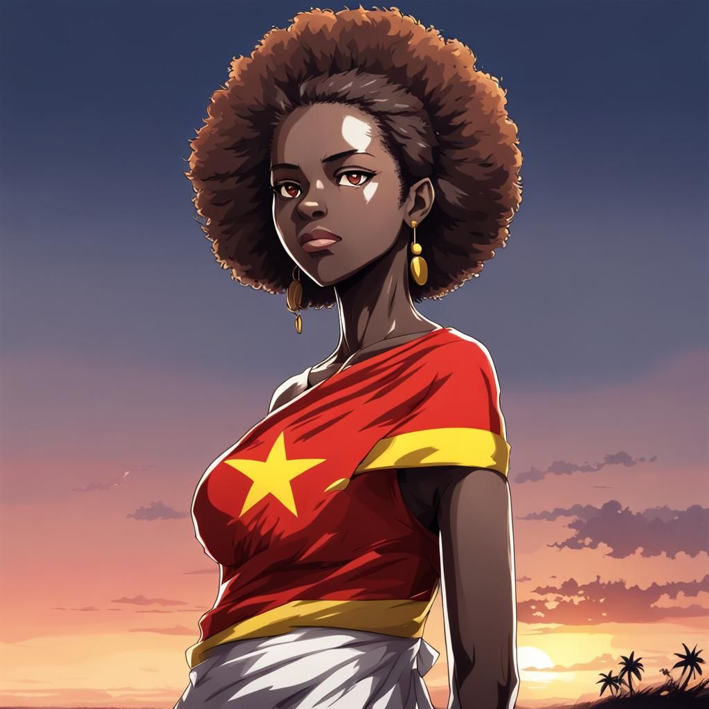 Angola Personified in Anime Key Visual Style