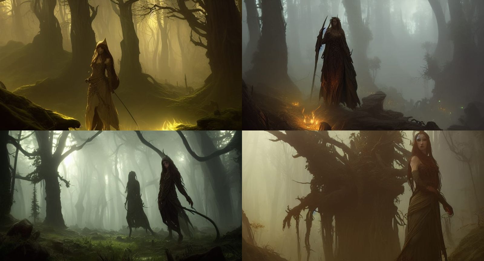 Dark Fantasy Half-Elf Druid Concept Art