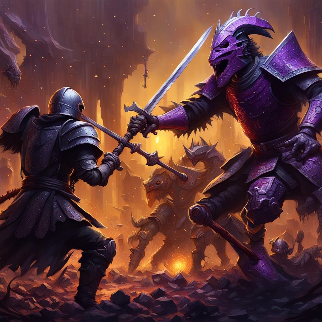 Pixelated Knights Fight Demogorgon in Post-Apocalyptic Unive...