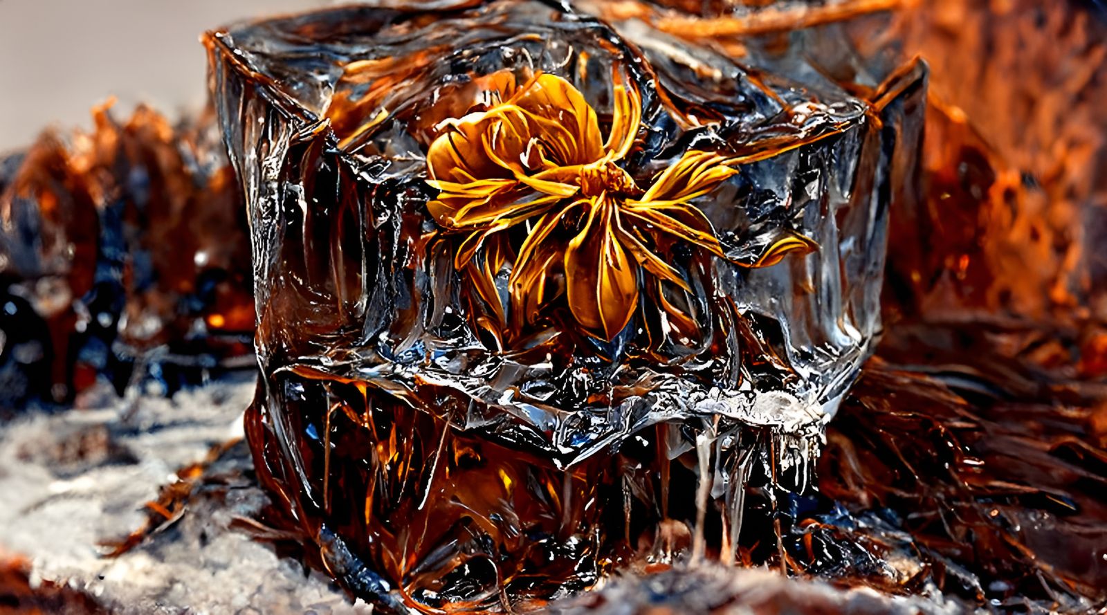 Hyperrealistic Ice Flower Digital Art
