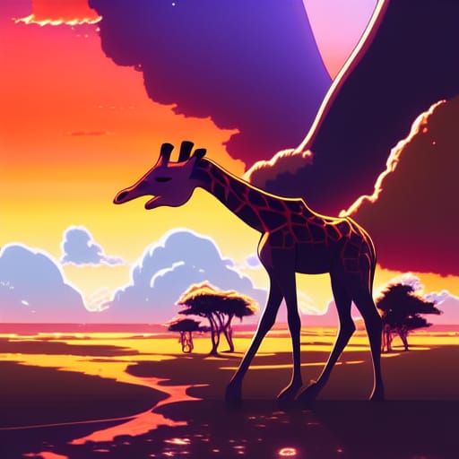 Giraffe Comic Art in Anime Style