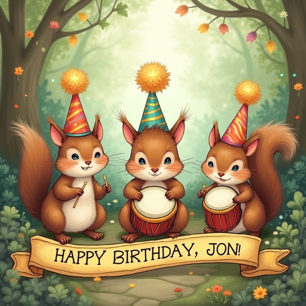 Squirrels' Forest Birthday Party in Whimsical Style
