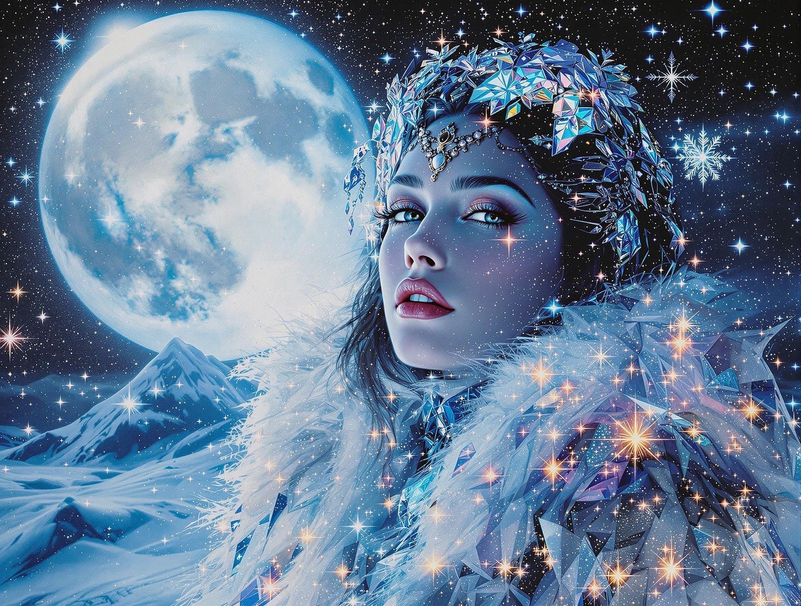 Stunning Winter Goddess in Ethereal Glow
