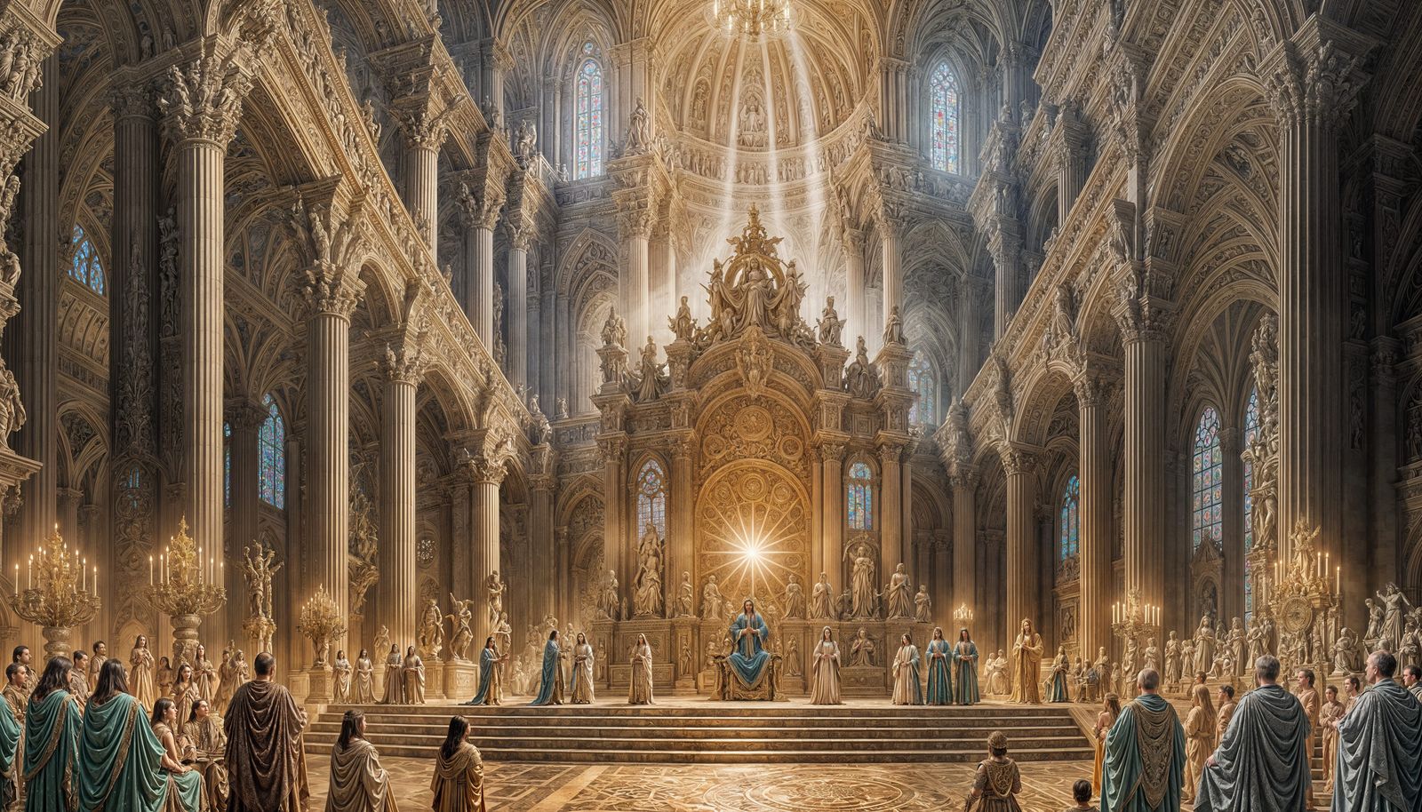 God's Throne Room Illuminated by Angelic Chorus