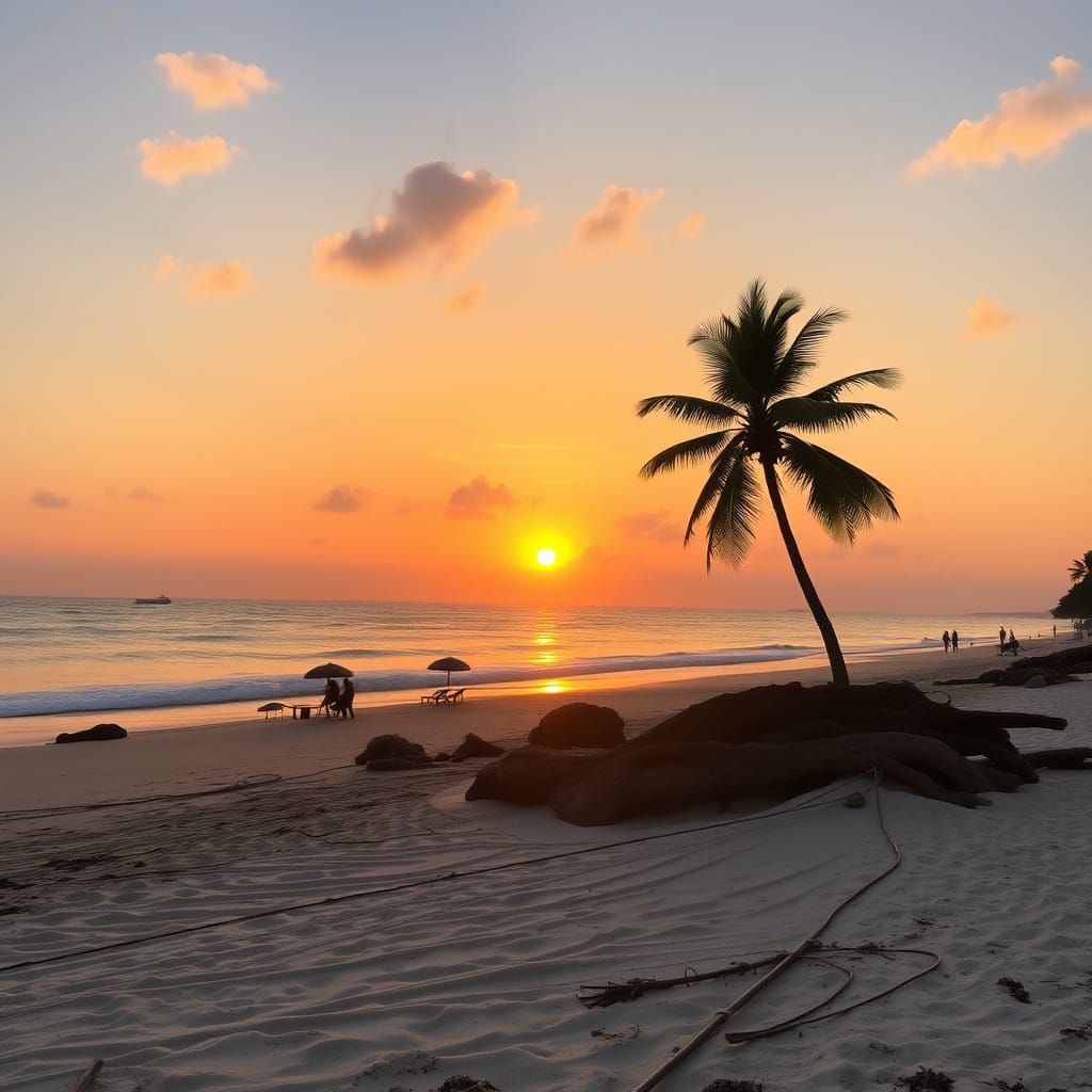 Paradise at Sunset on a Serene Beach