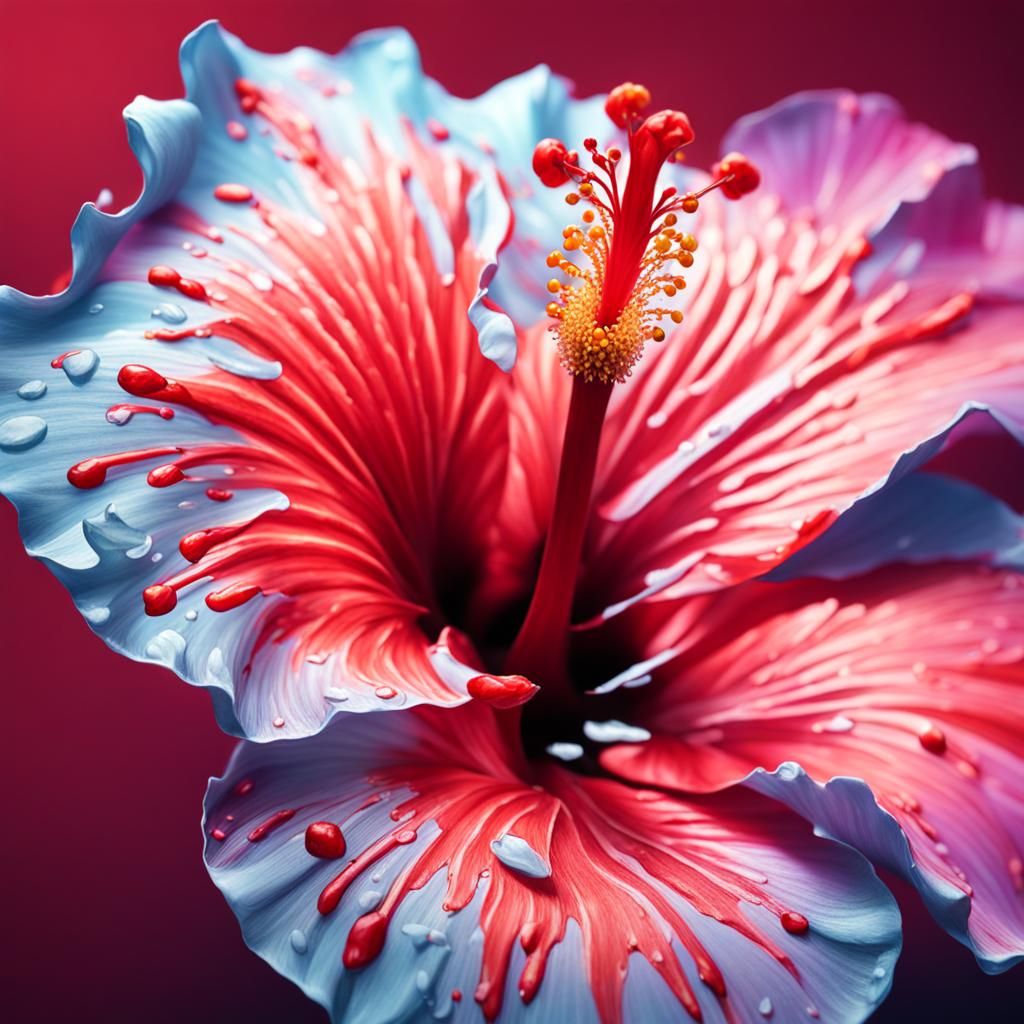 Hyperrealistic Hibiscus Flower Splash Art