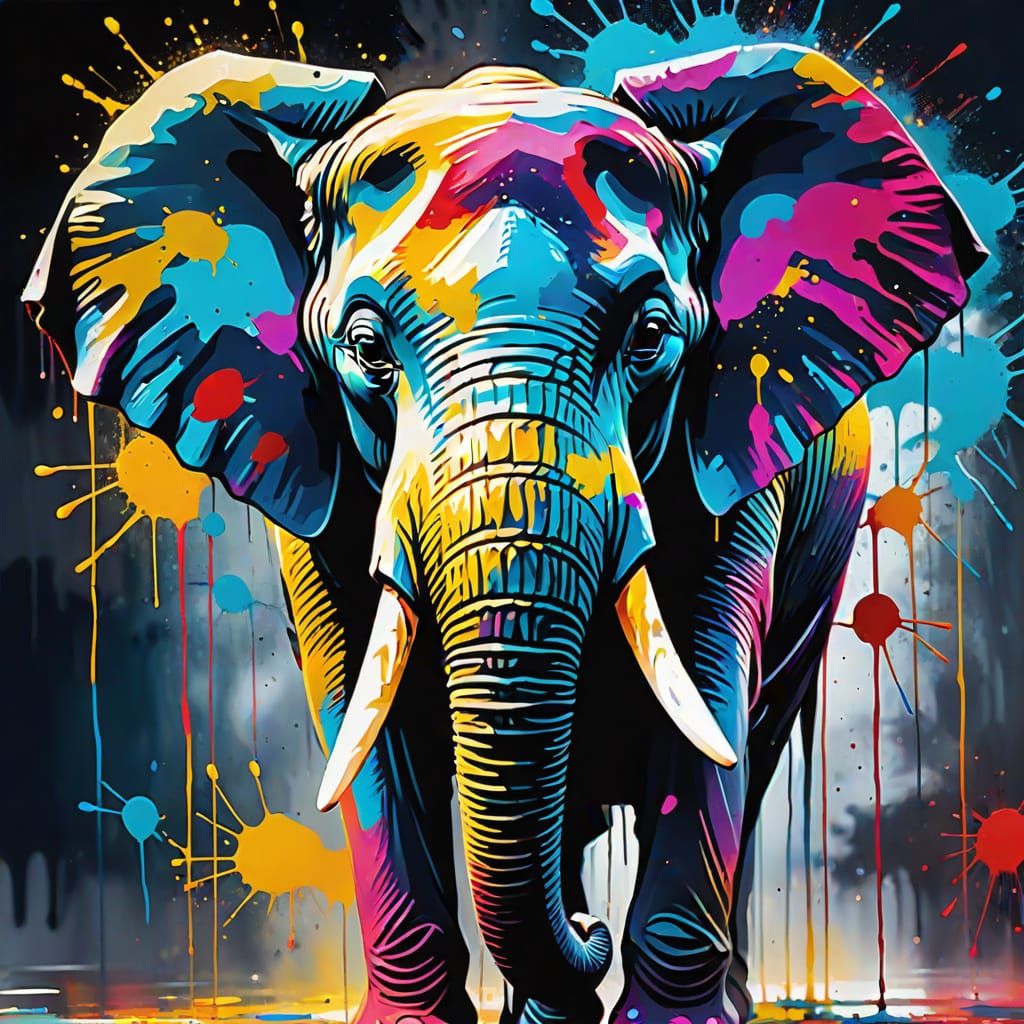 Expressive Elephant Portrait in Fauvist Style