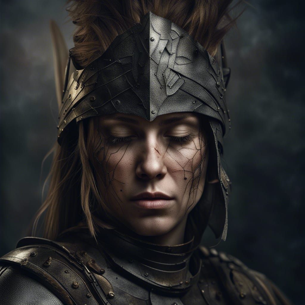 Female Warrior Portrait in Rembrandt Style