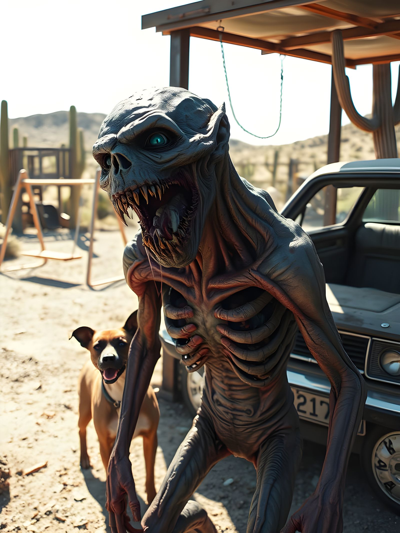 Screaming Undead Portrait in Desert Playground