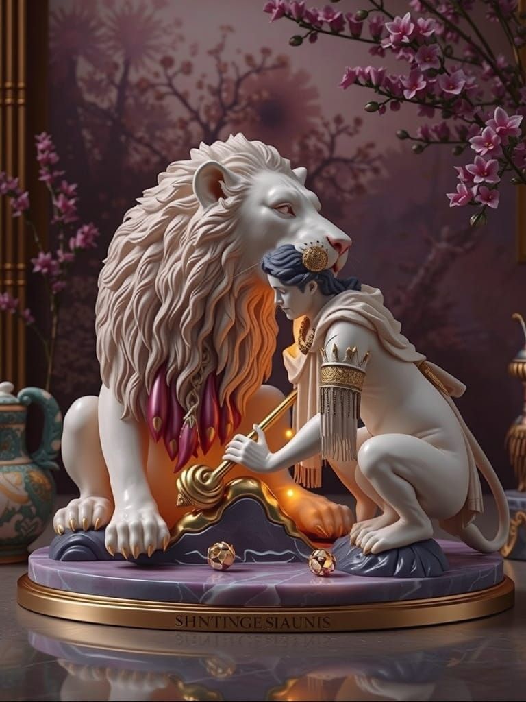 Androcles and the Lion in Porcelain Diorama