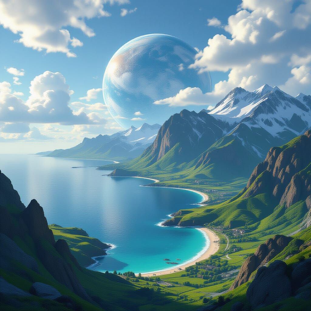 Aristocratic Planet with Lush Landscapes in Sci-Fi Style