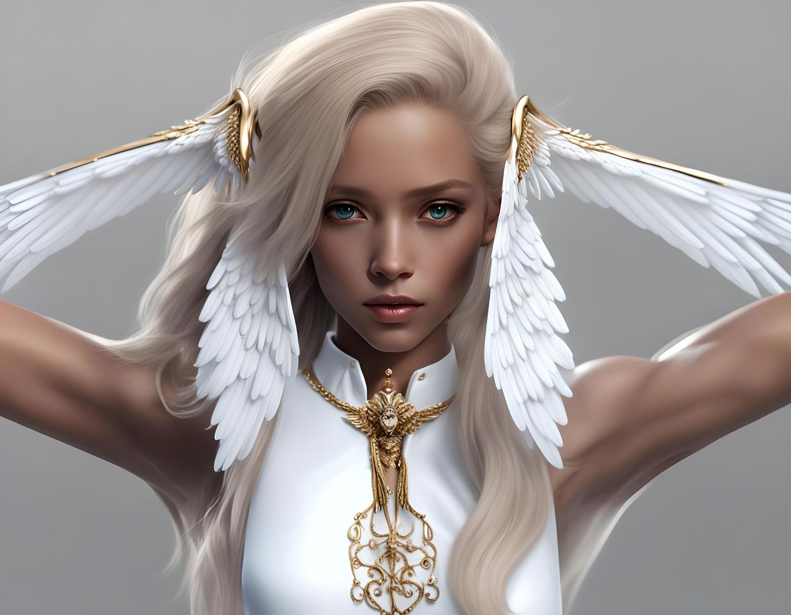 Angelic Figure with Flowing White Garment