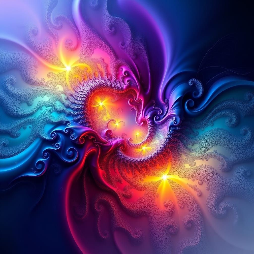 Abstract Vector Fractal Art with Cosmic Energy