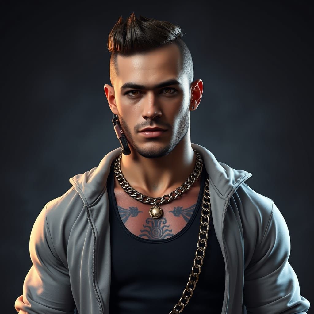 Confident Man Portrait in Dark Fantasy Style