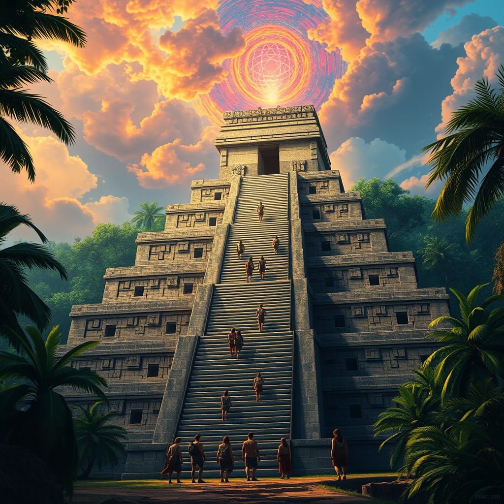Majestic Mesoamerican Temple Blends Aztec and Maya Architect...