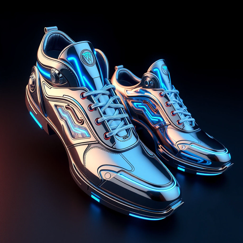 Futuristic Cyborg Shoes in Sleek Metallic Style