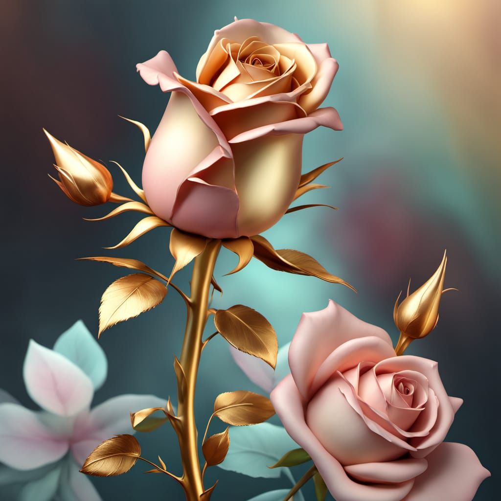 Gilded Rose in Pixar-Style 3D Digital Art