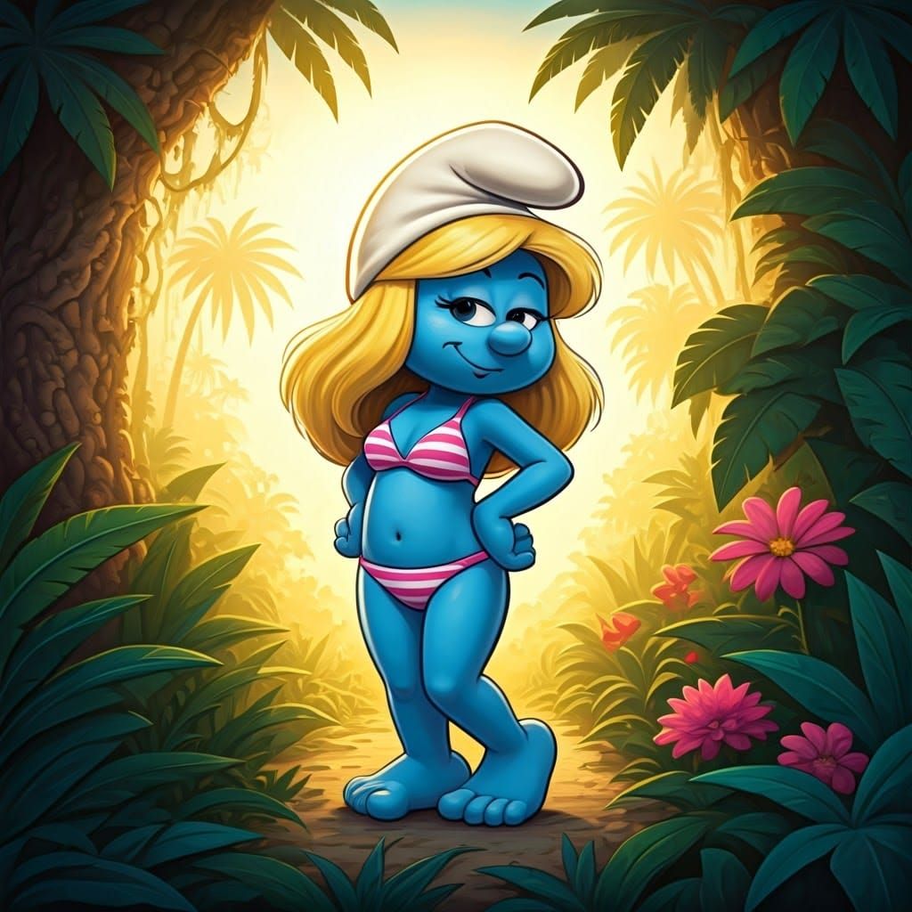 Smurfette in a Sultry Comic Book Bikini