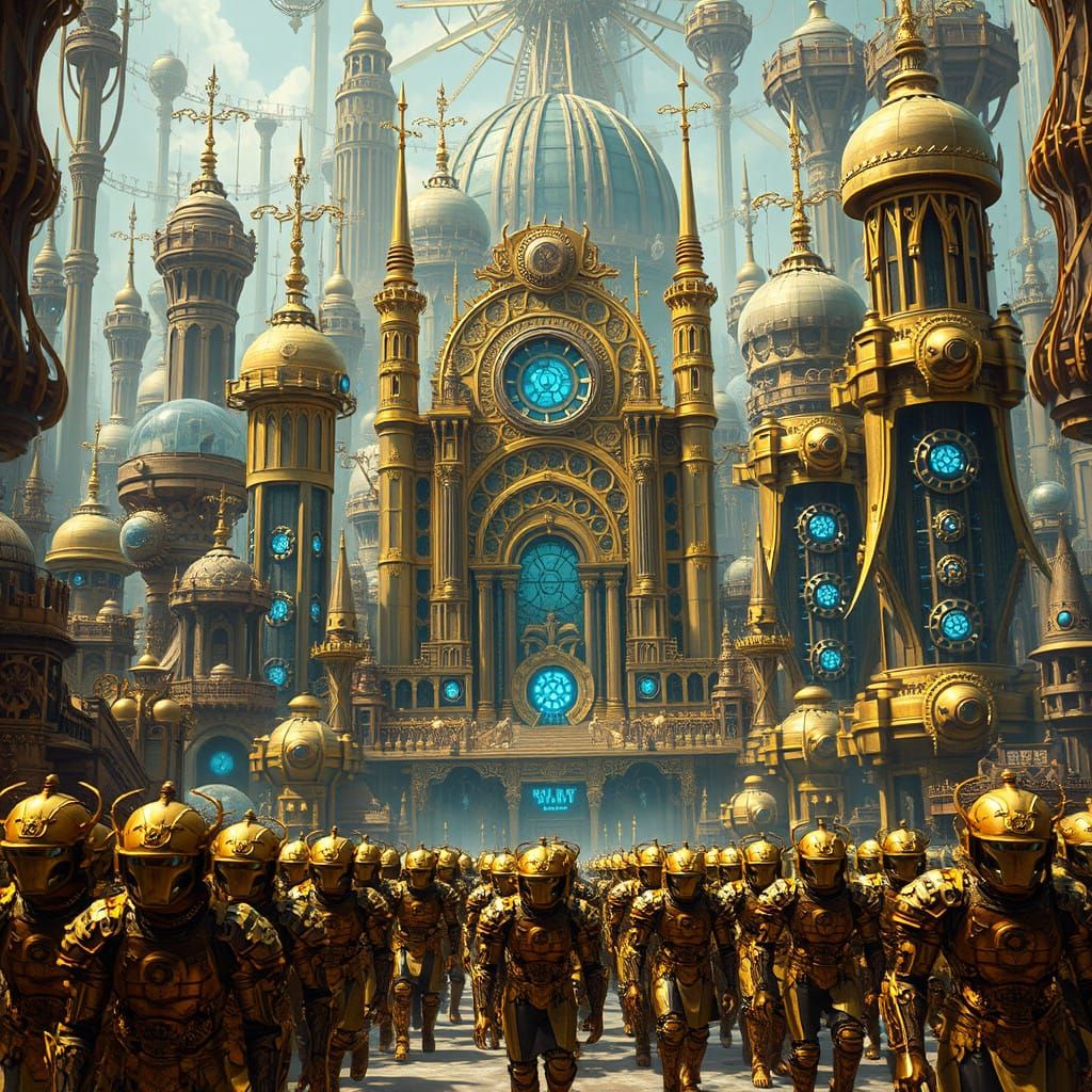 Cyberpunk Metropolis: Brass Spires and Mechanical Marvels