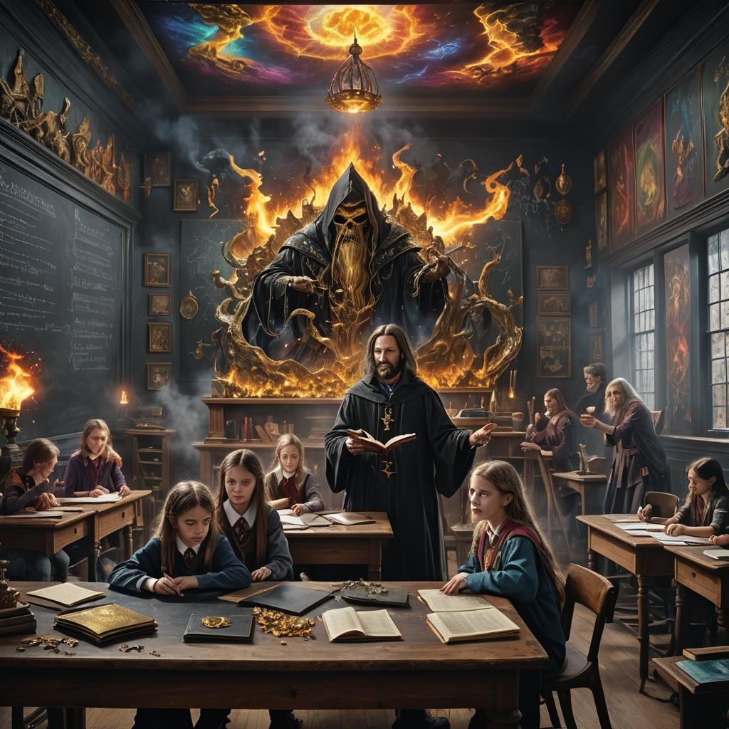 Wizard School Classroom with Psychedelic Alchemy