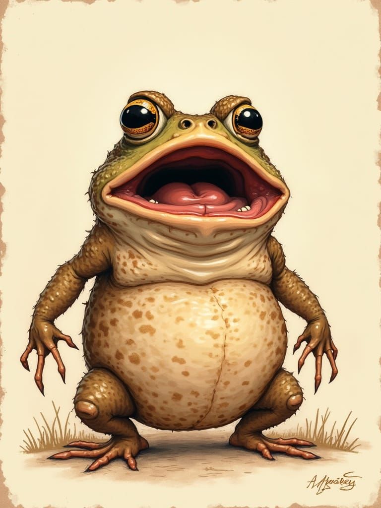 Disbelieving Toad in Distressed Sepia