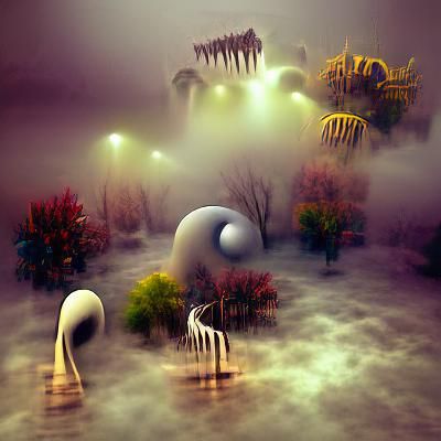 Mysterious Dreamscape: A Surreal Digital Nightmare