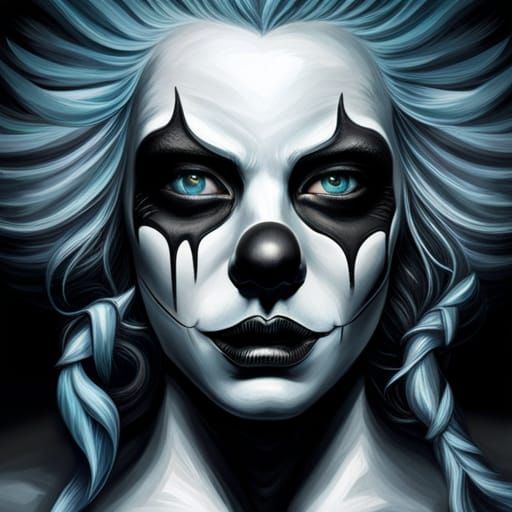Sad Clown in Romantic Hyperrealism Style