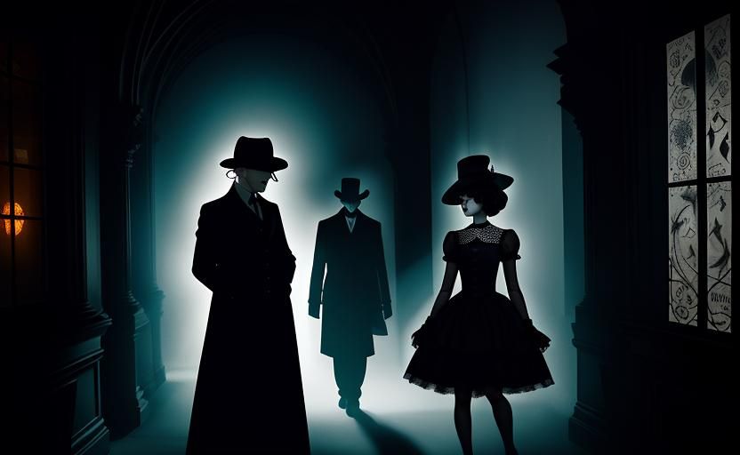 Noir Silhouettes in a Midnight Garden