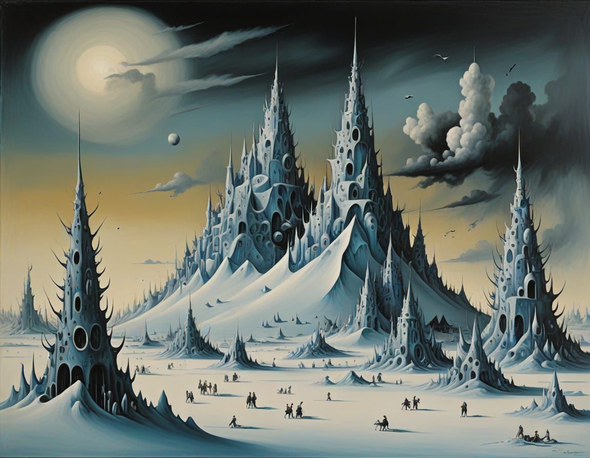 Cryogenic Winter in Surrealist Abstract Style