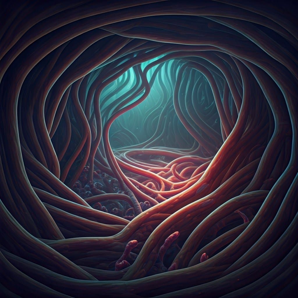 Surreal Metabolic System Unravels in Dark, Iridescent Chaos