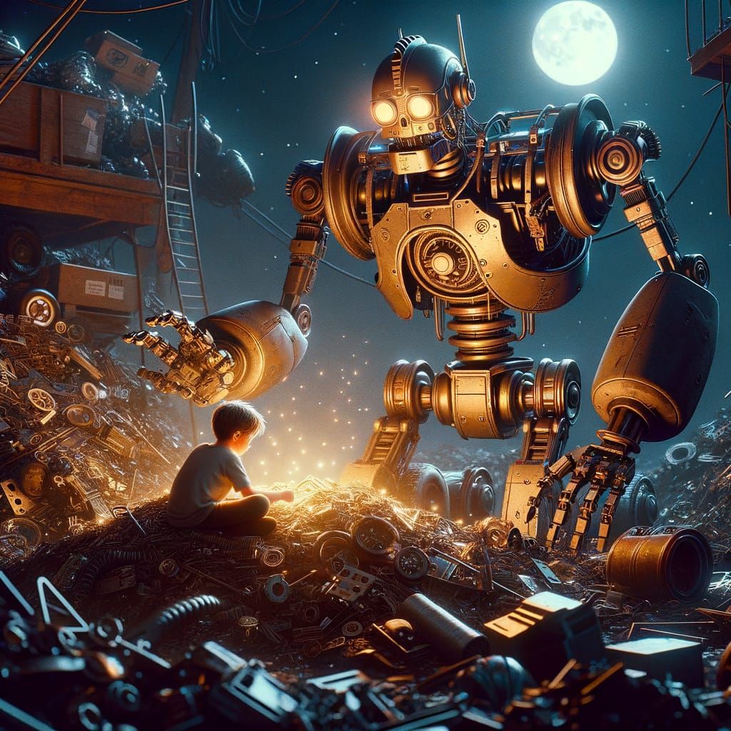 Boy Builds Robot in Junkyard: Raygun Gothic Style