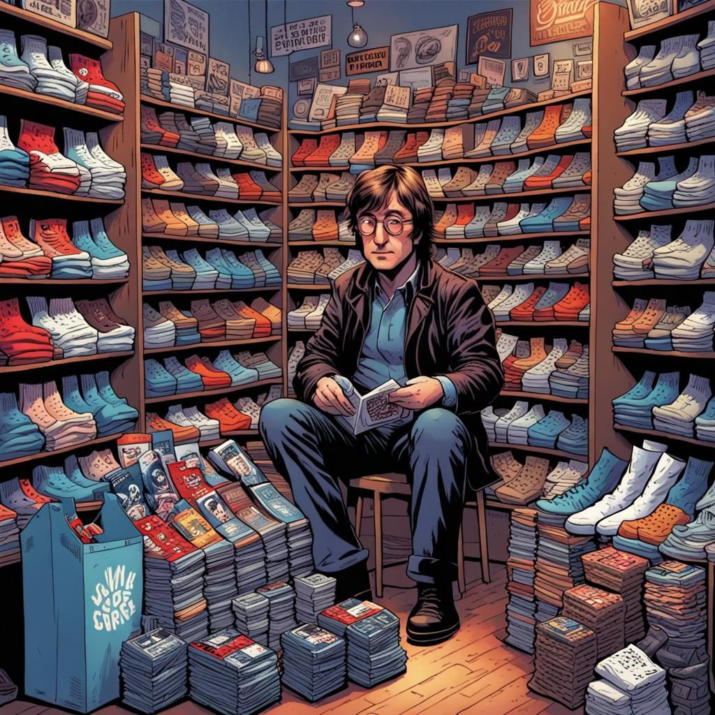 John Lennon: Socks Seller in Comic Book Art