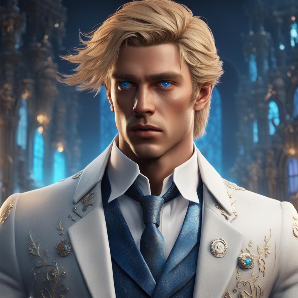 Fantasy Prince with Blond Hair in Detailed Matte Painting