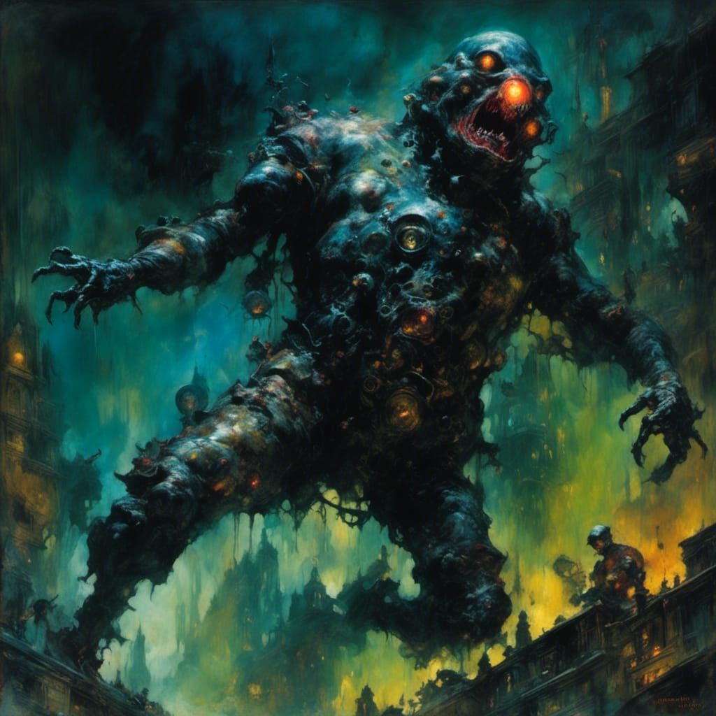 Flesh Abomination in Expressionist Oil Painting Style
