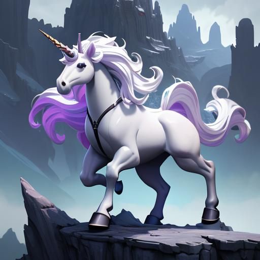 Fluffy Miniature Unicorn in Detailed Matte Painting