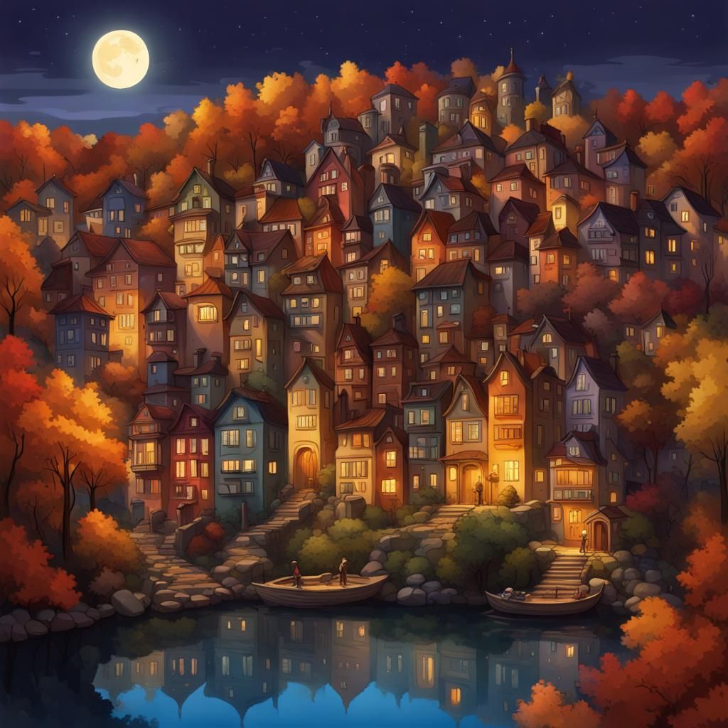 Enchanted Hilltop City at Night