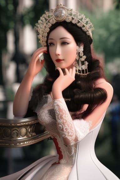 Victorian Lady Makes Smartphone Call: Hyperrealistic Charcoa...