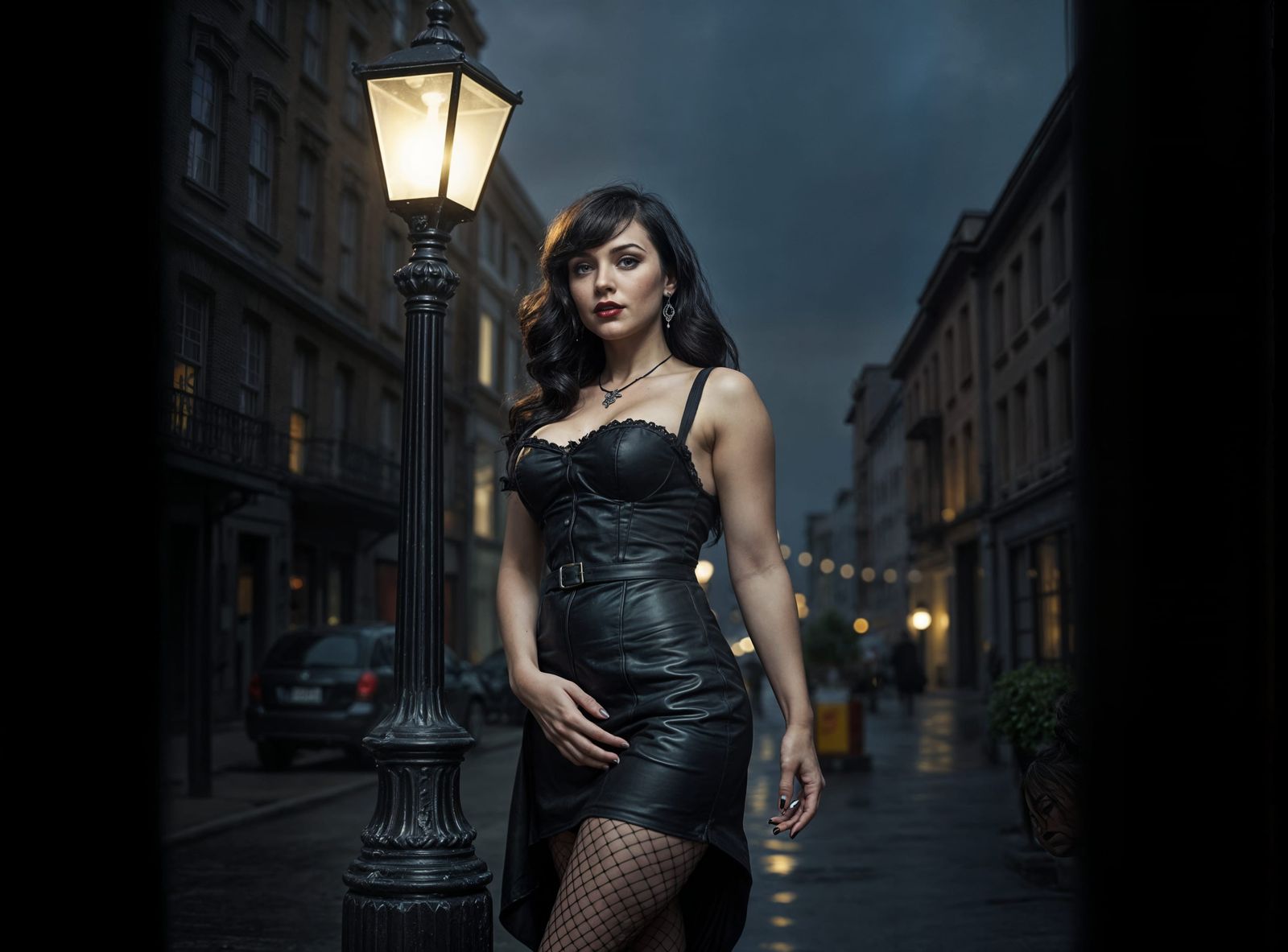 Gothic Pinup Model in Noir Style