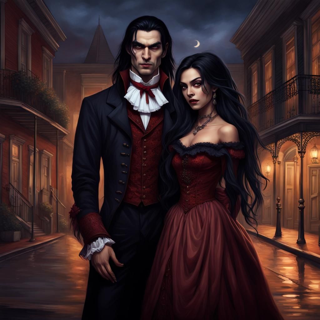 Vampire Couple in New Orleans on Halloween Night