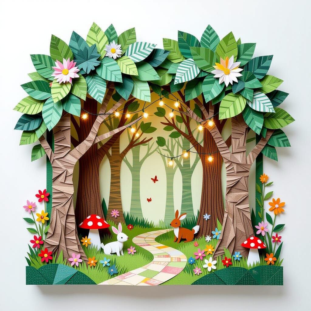 Whimsical Paper Forest with Origami Animals