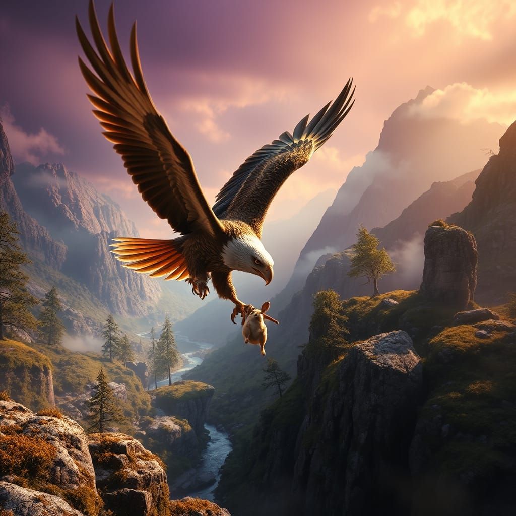 Eagle in Mystical Dark Fantasy Realm