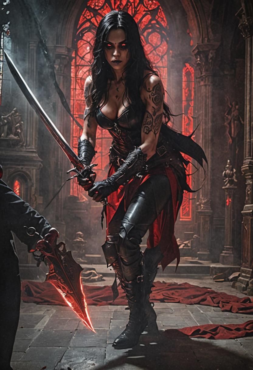 Heroic Fantasy Assassin in Cursed Church