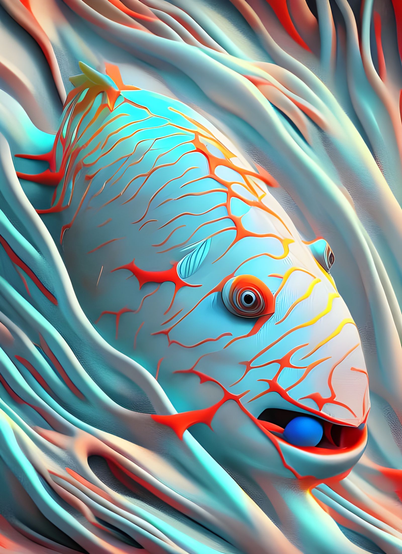 Ejected Fish: Photorealistic 3D Shading Artstation Design