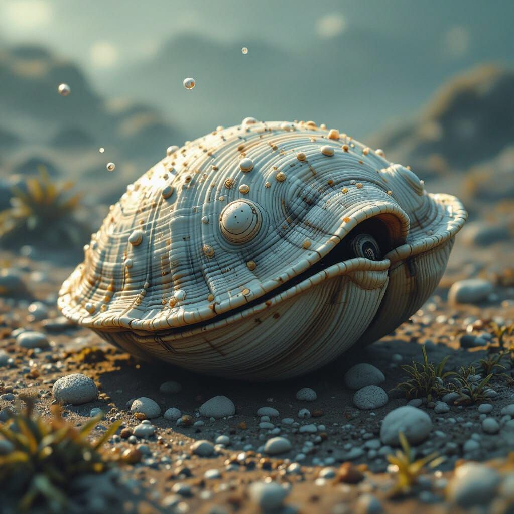 Hyperrealistic Clam: A Cinematic Digital Illustration